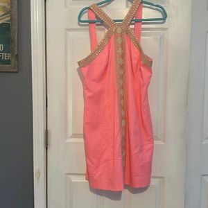 Size 14 bright coral and gold Lilly Pulitzer dress